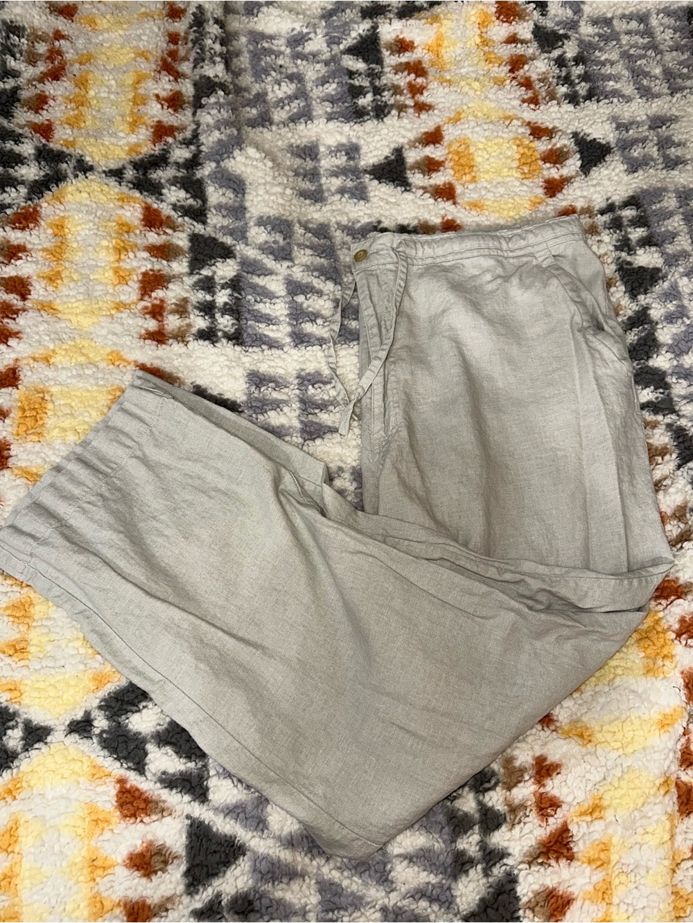 Havanera Linen Blend Pants Men’s XL Beige Drawstring Lightweight Casual